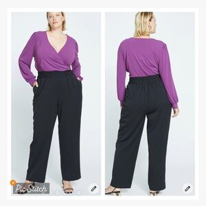 Universal Standard Black Eden Twill Pull on Pants Long